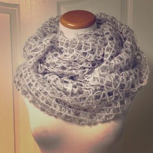Soft pink and grey infinity scarf
